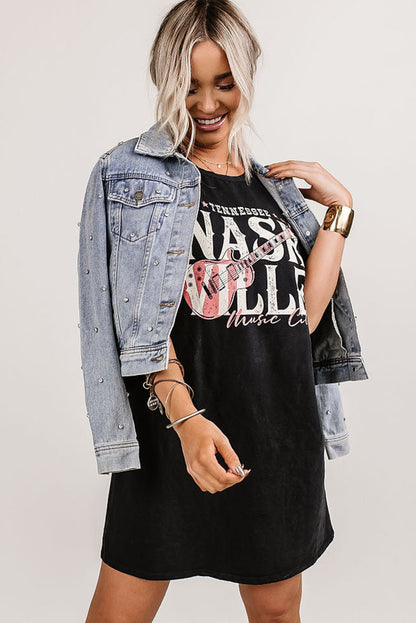 Robe t-shirt tendance noire Nashville Music Festival