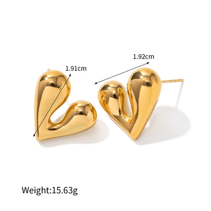 18K Gold Fashion Personality Liquid Heart Earrings