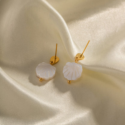 Boucles d'oreilles rétro à la mode avec pendentif en coquillage naturel, design haut de gamme