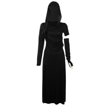 Halloween High Waist Sheath Dress Dark Witch Party Costume