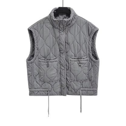 Gilet rembourré en coton lavé Tencel, vêtements d'automne pour femmes