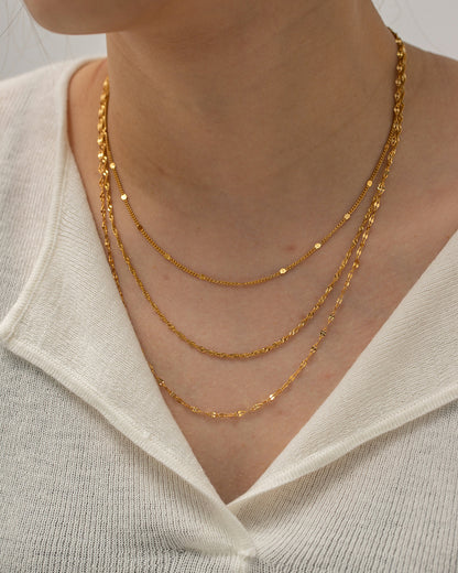 18k Gold Fashion Simple Three-layer Design Versatile Necklace