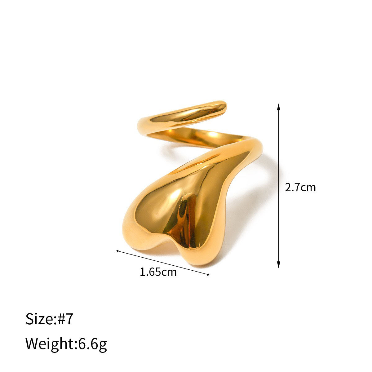 18k gold exaggerated personalized love wrap design open ring
