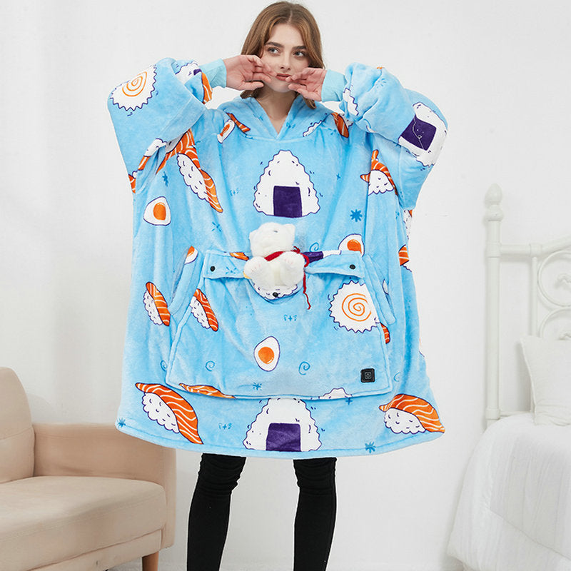 Three-zone Heating Electric Blanket USB Rechargeable Sweater Pullover Pajamas Hooded