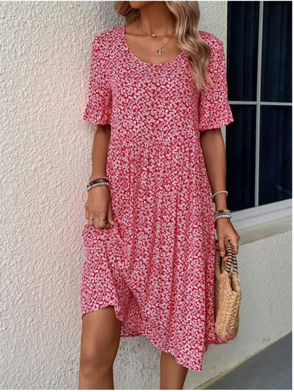 Robe ample à imprimé floral à col en U pour l'été