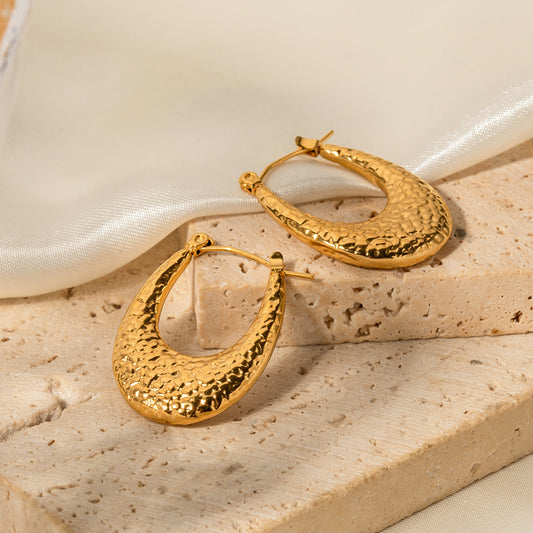 Boucles d'oreilles à motif de lave en forme de U, en or 18 carats, délicates et à la mode