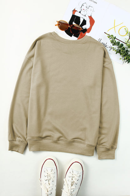 Sweat-shirt beige uni à col rond