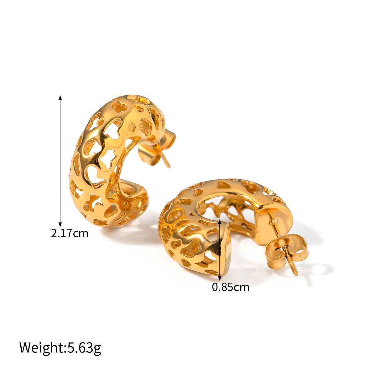 18k gold light luxury and noble C-shaped hollow design earrings