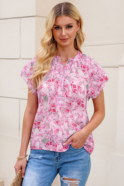 Multicolor Floral Mandarin Collar Top