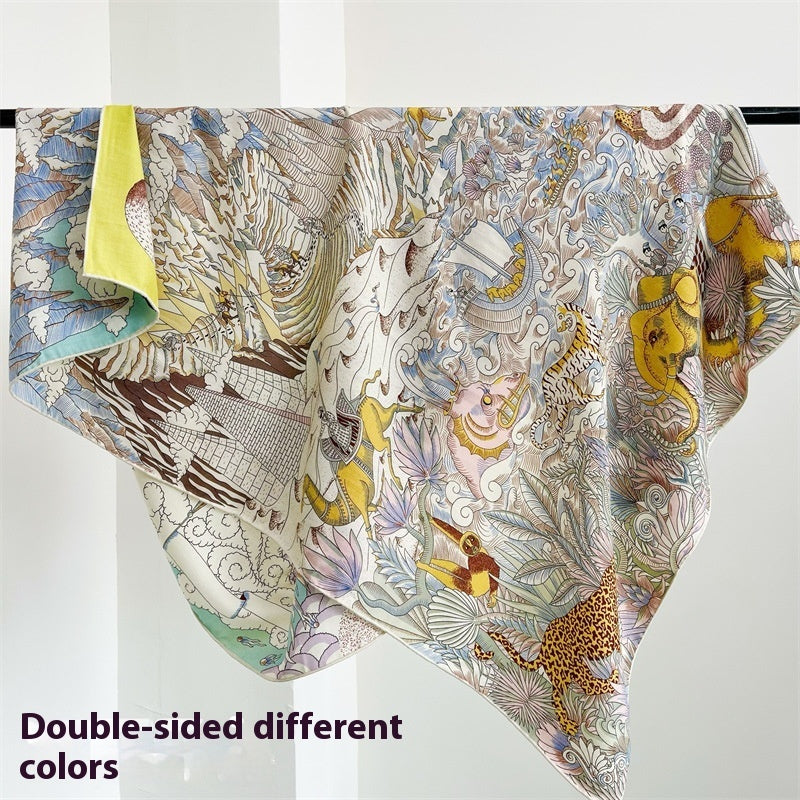 Foulard double face en laine de soie de différentes couleurs FINSBURY Forêt tropicale humide