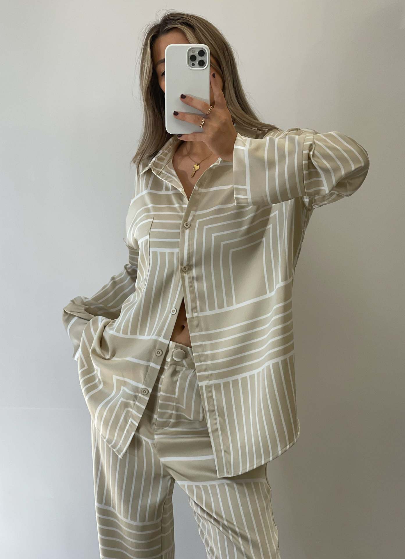 Casual Striped Printed Loose All-matching Trousers Suit