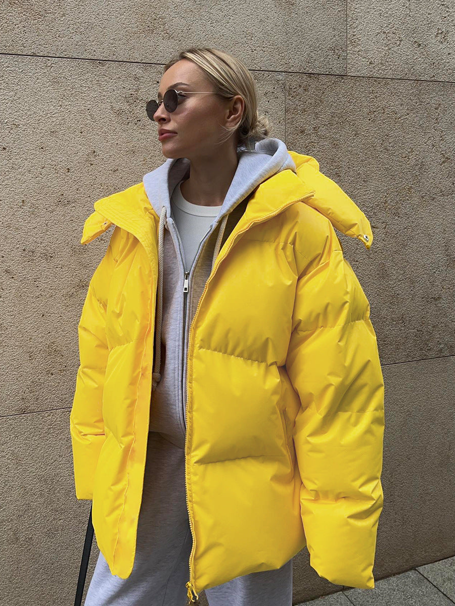 Manteau de mode avec capuche amovible veste en coton hiver chaud coupe-vent veste en coton ample vêtements d'extérieur parka ample