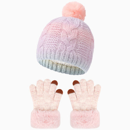 Ensemble de 2 pièces de gants et bonnet en fourrure pour enfants