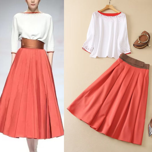 Two Piece High Waist Skirt With Large Hem