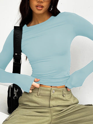 Women's Round Neck Long Sleeve T-shirt Top