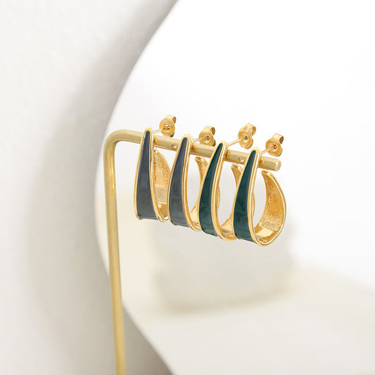 Klassische, schlichte, geometrische U-förmige Design-Vielseitigkeitsohrringe aus 18-karätigem Gold
