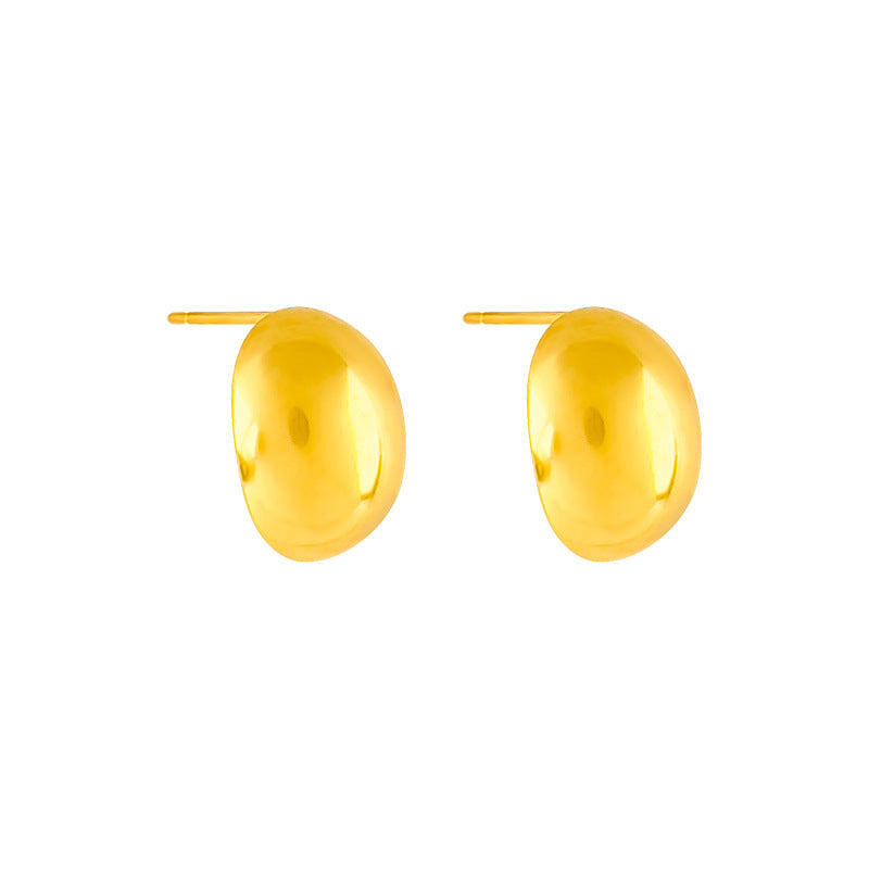 18K Gold Fashion Simple Doudou Design Versatile Earrings