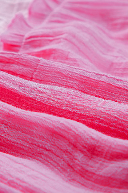 Robe courte rose ombré color block à col en V et volants