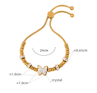 18K Gold Noble and Luxurious Butterfly/Love/Ball Bead Design Bracelet