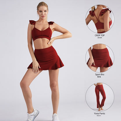 Costume de jupe-culotte courte à manches courtes pour femmes, sport de course à pied