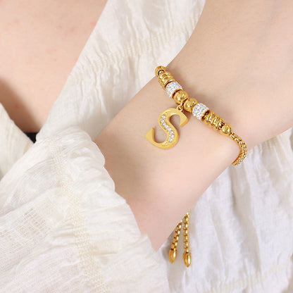 Klassisches und modisches, vielseitiges Armband aus 18-karätigem Gold mit 26 Buchstaben