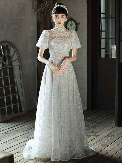 Robe vintage de bienvenue pour les fiançailles de la mariée