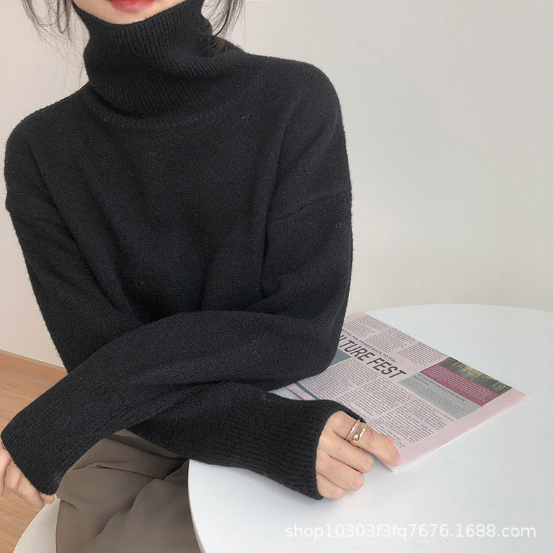 Turtleneck Pullover Lazy Style Padded Sweater