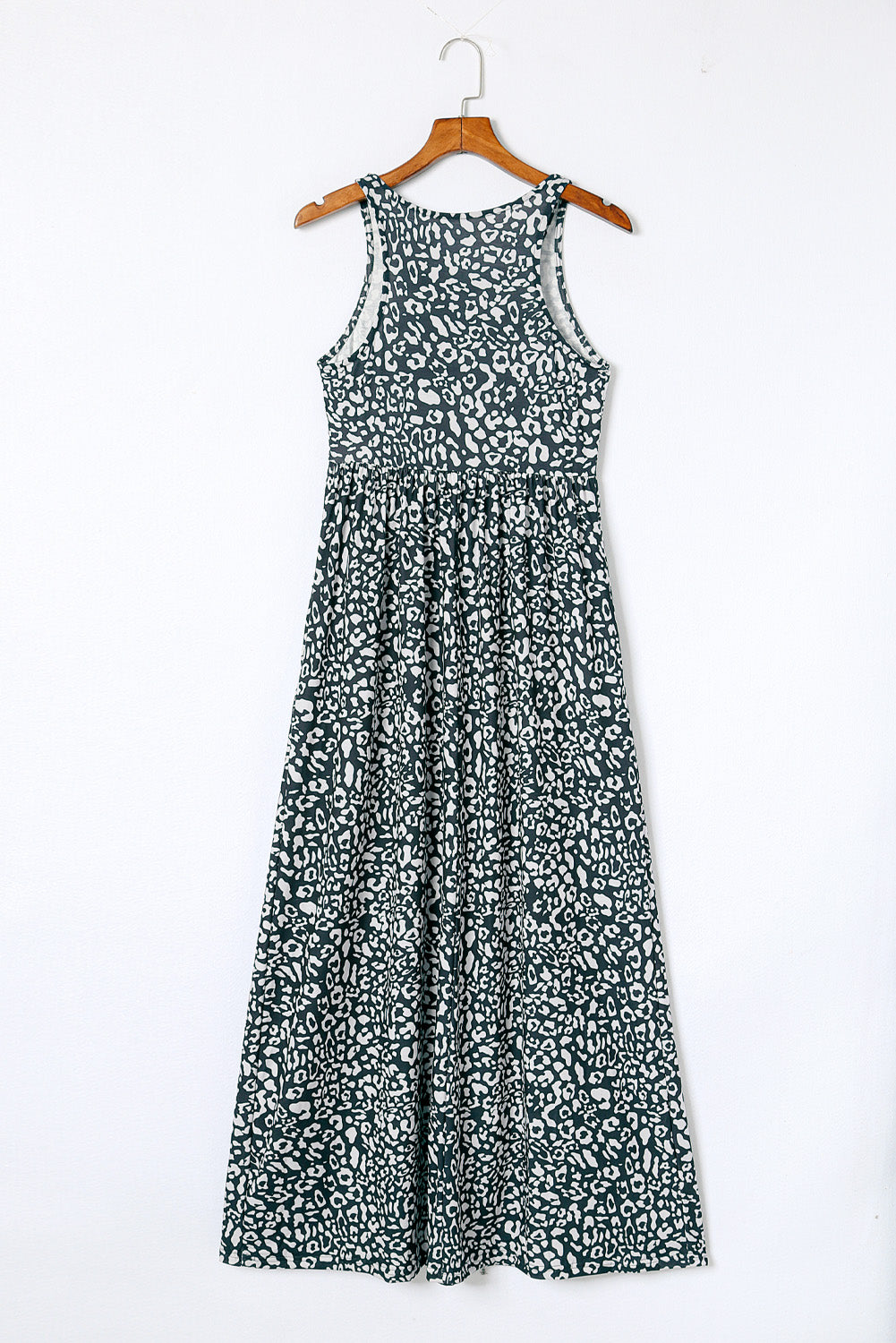 Rosafarbenes Maxi-Tanktopkleid mit Leopardentaschen