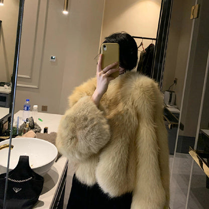 Women's Fashion Leopard Fur Coat