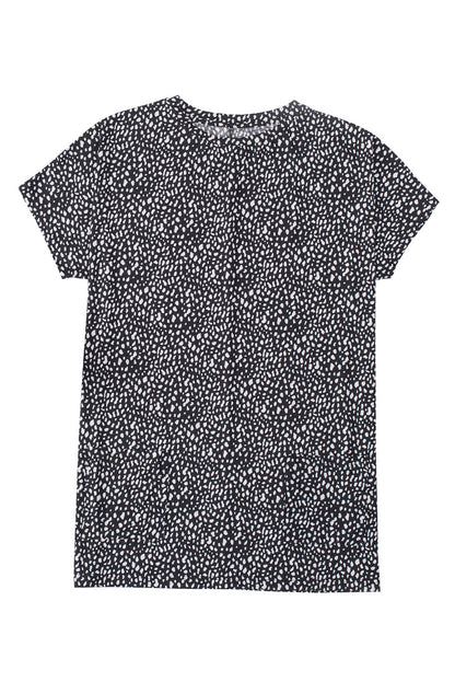 Cheetah Print Casual Side Pockets Short Sleeve Tunic Top