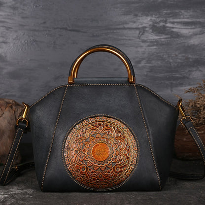 Véritable cuir gaufré messager poignée supérieure sac rétro sac à main motif totem haute qualité peau naturelle femmes sacs fourre-tout à bandoulière