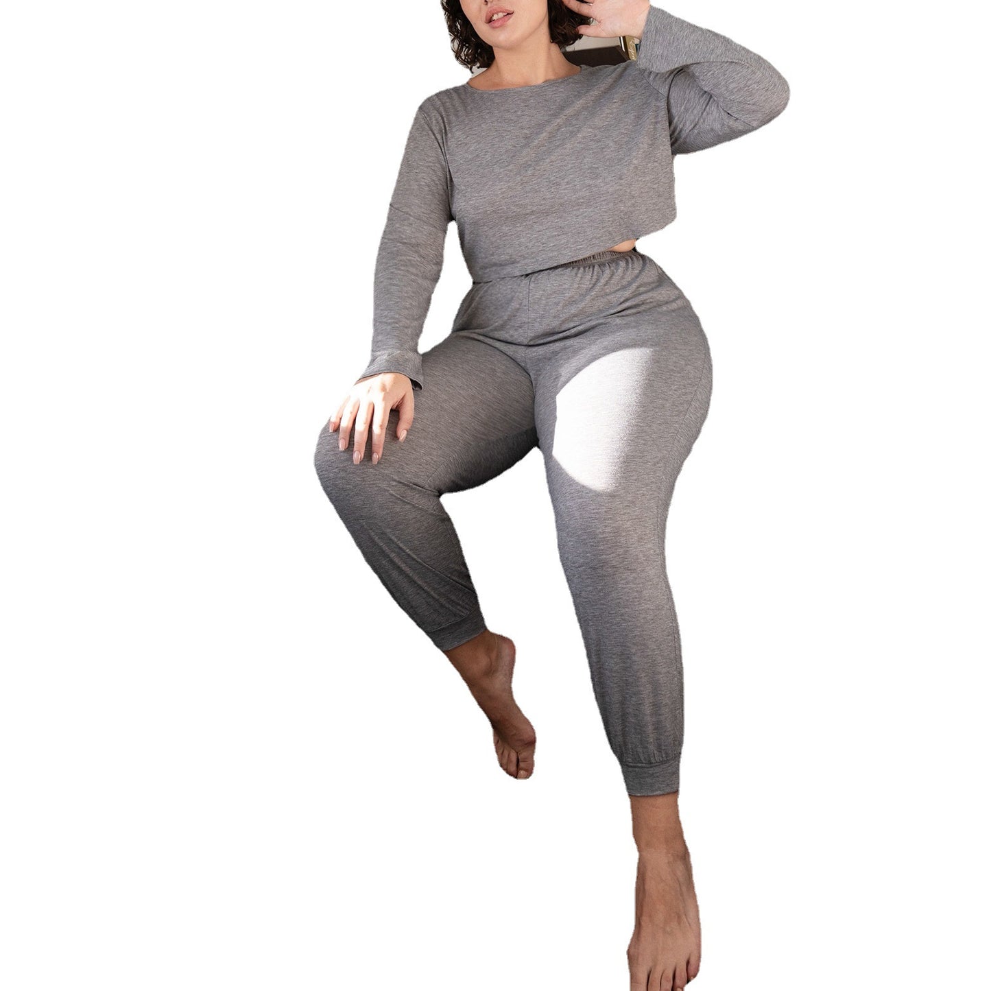 Women's Fashion Casual Long Sleeve Trousers Pajamas Suit