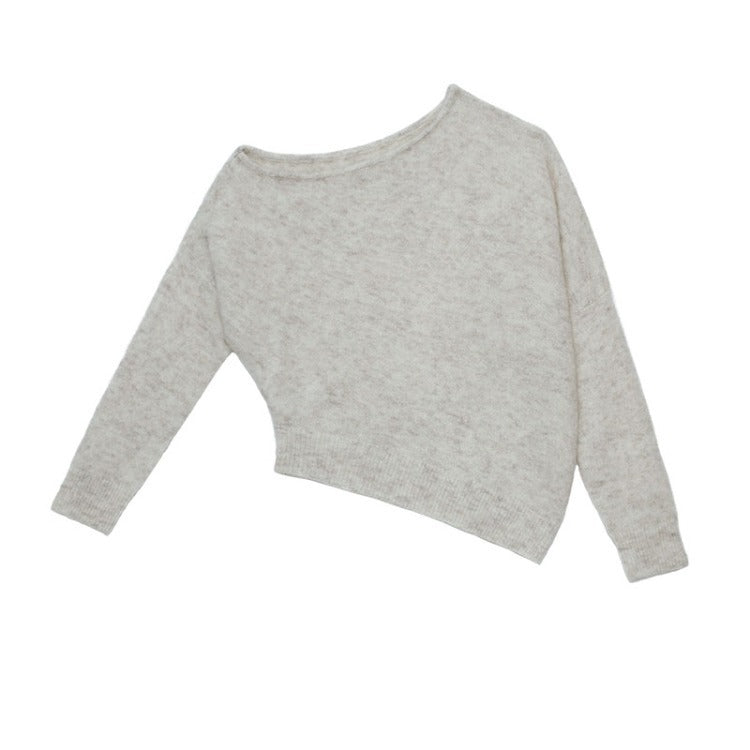 Pull tricoté ample et irrégulier à la mode pour femmes