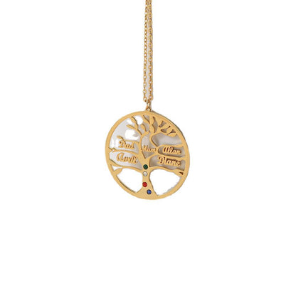 Collier polyvalent à la mode, arbre de vie creux incrusté de Zircon, conception de nom personnalisable