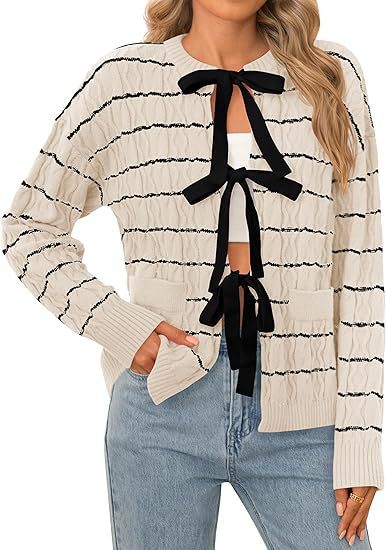 Cardigan tricoté pour femme avec haut noué