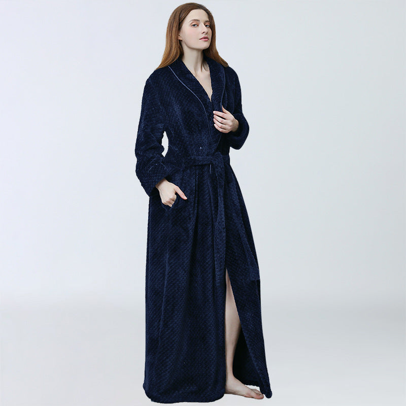 Robe de chambre femme hiver peignoir chaud pyjama