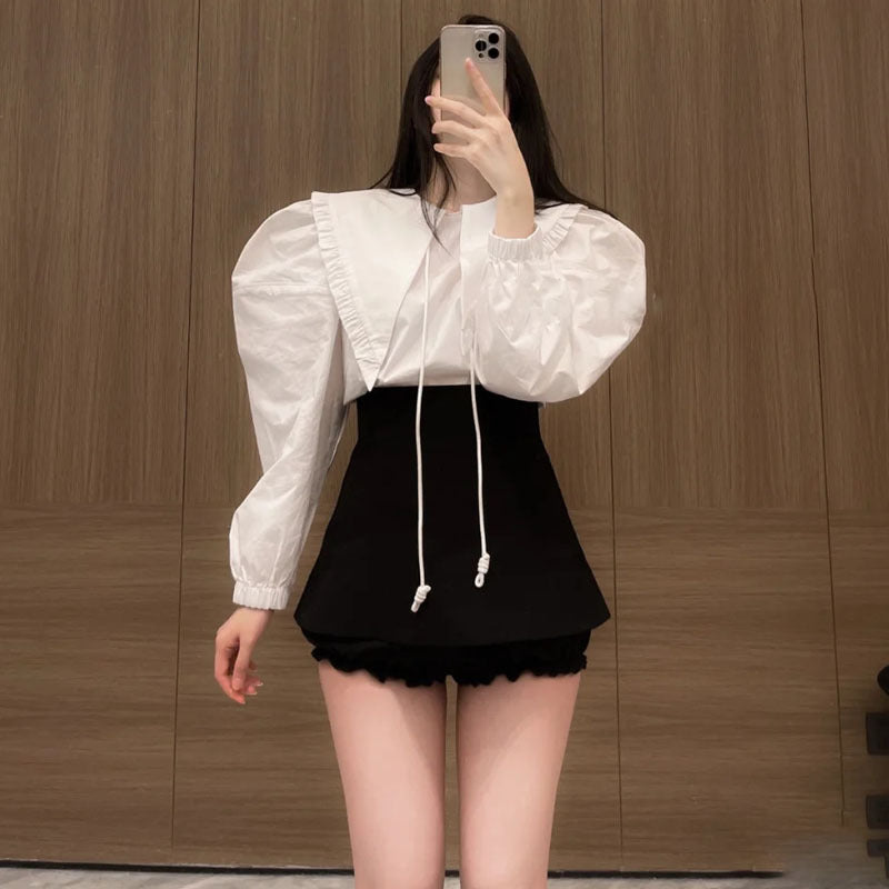 A- Type Embroidered Mini Culottes High Waist Inner Wear Miniskirt