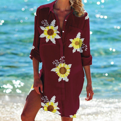 Bikini-Shirt mit Blumen- und Pflanzen-3D-Druck