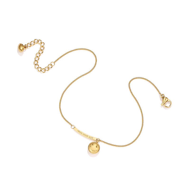 18K Gold Fashion Light Luxury Smiley Face Design Versatile Anklet