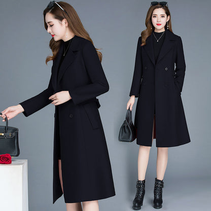 Thickened Woolen Coat Women's Mid-length