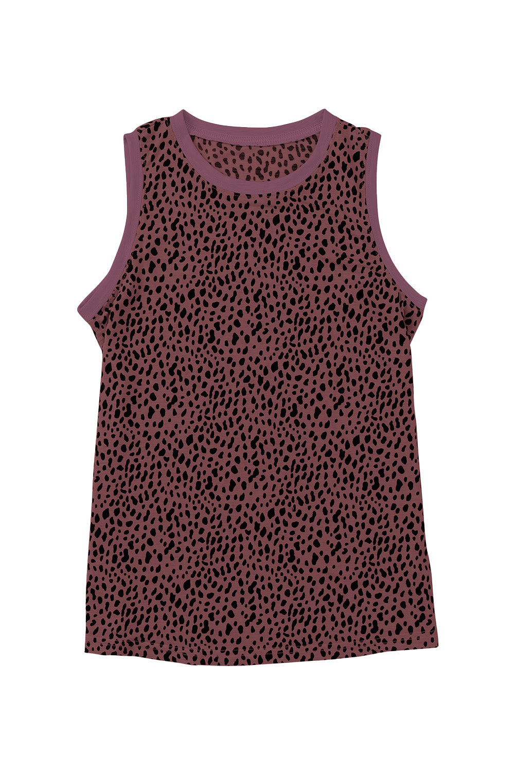 Lässiges Tanktop mit Rundhalsausschnitt und Leoparden-Kontrastbesatz