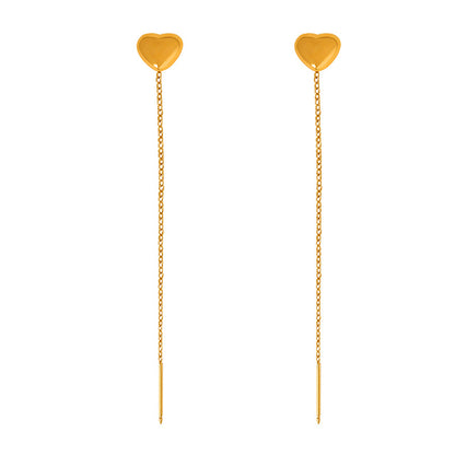 Boucles d'oreilles en forme de cœur noble et exquise en or 18 carats, avec pompon, vent Simple