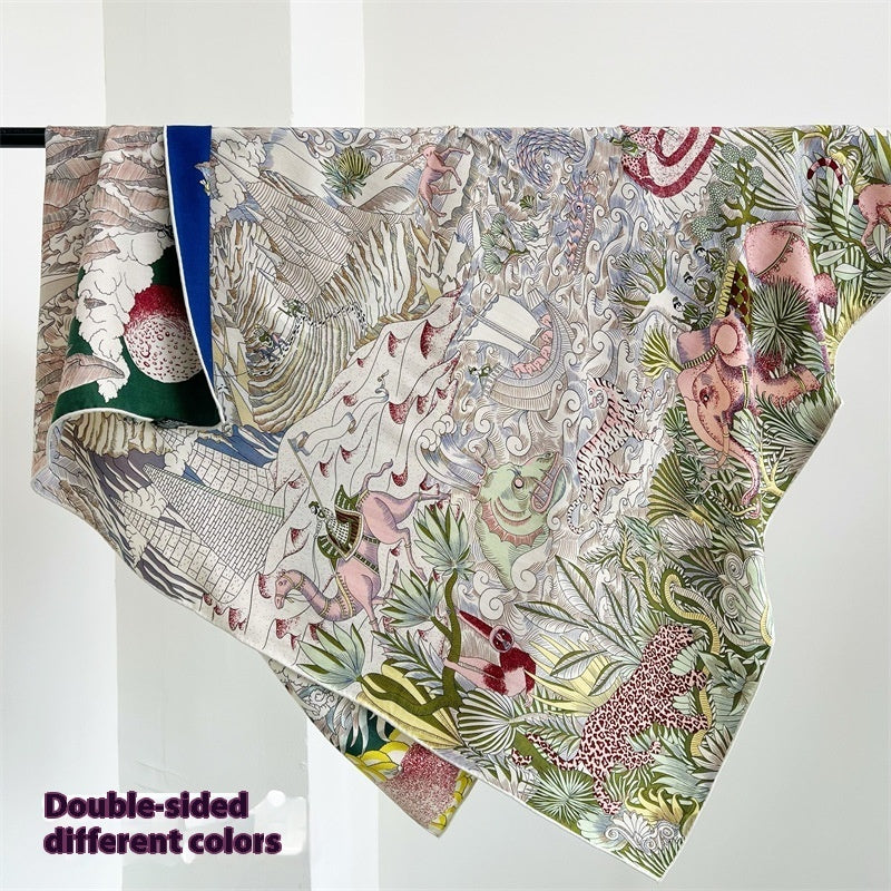 Foulard double face en laine de soie de différentes couleurs FINSBURY Forêt tropicale humide