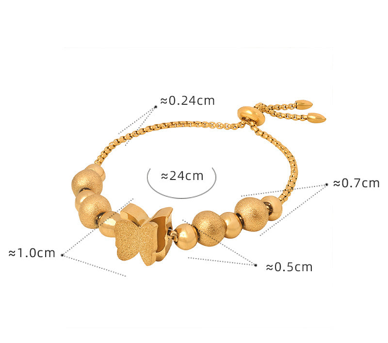 18K Gold Noble and Luxurious Butterfly/Love/Ball Bead Design Bracelet