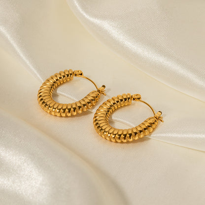 18K Gold Trendy Personalized Bread Pattern Design Earrings