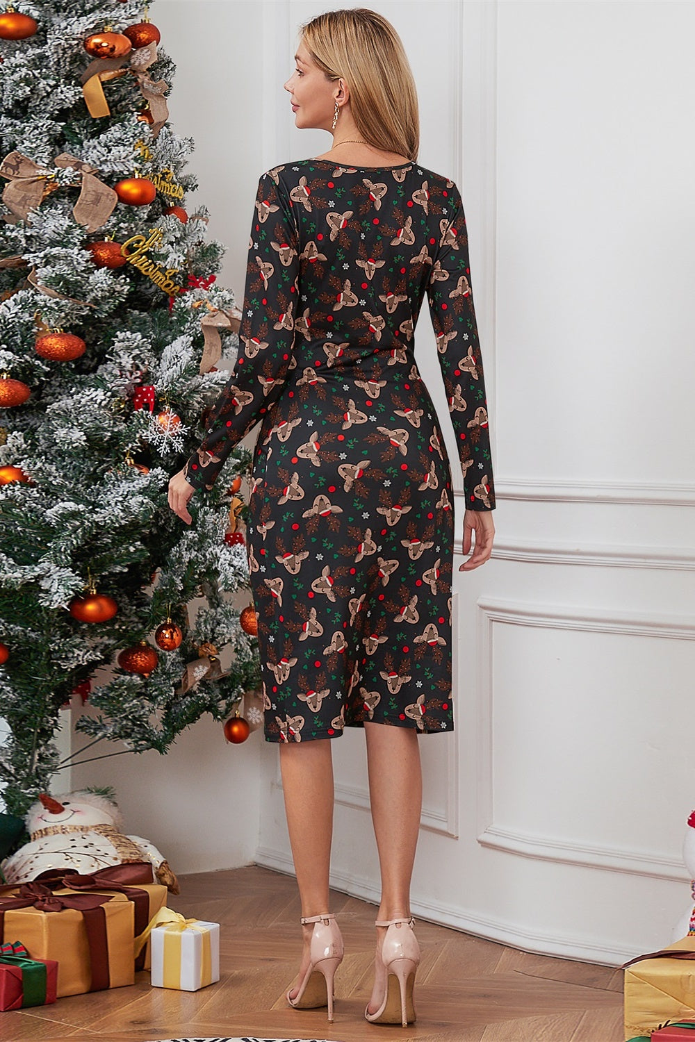 Robe à manches longues à imprimé élément de Noël