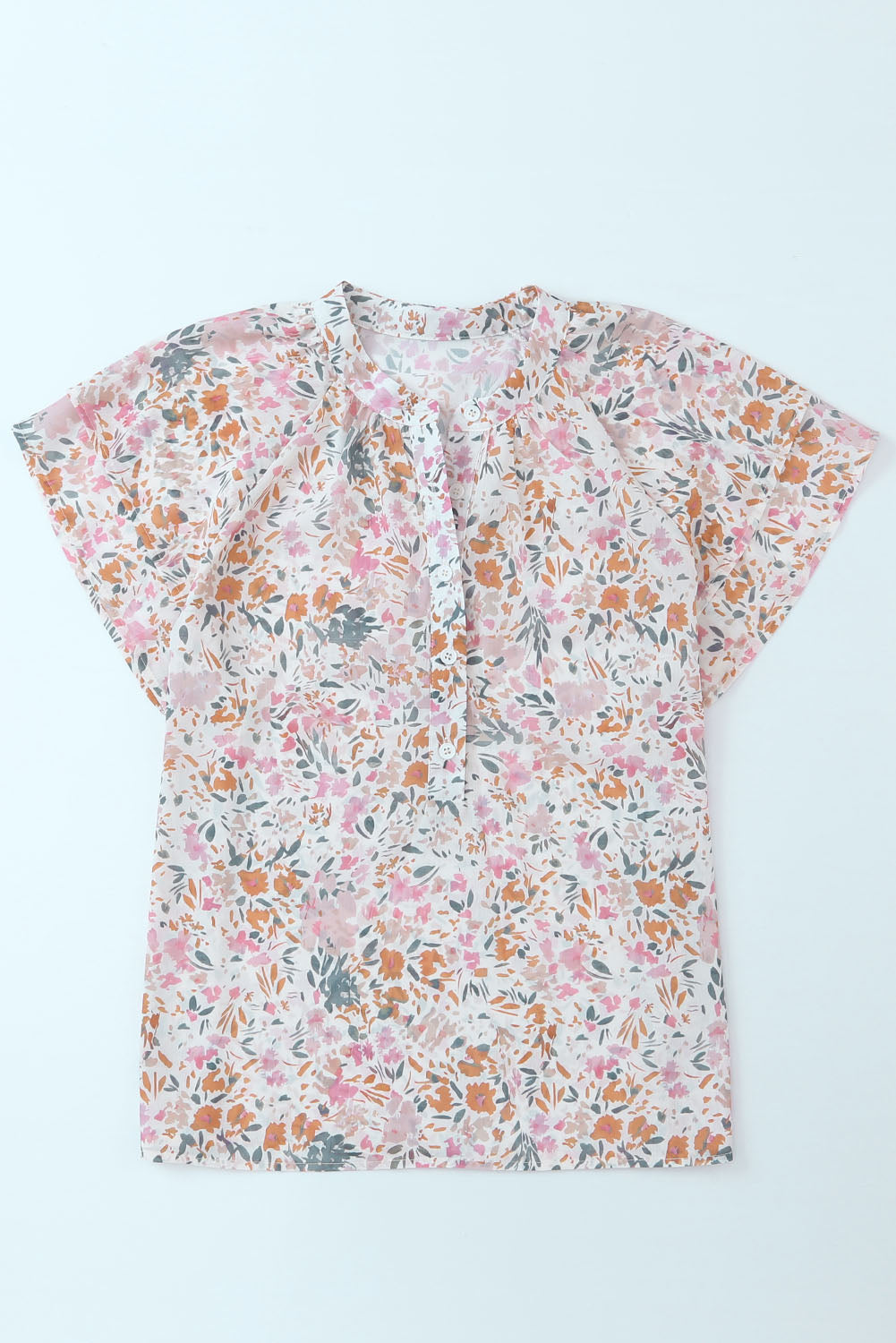 Multicolor Floral Mandarin Collar Top