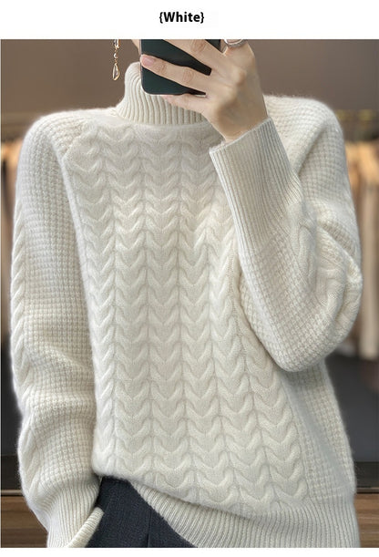 Half-high Collar Inner Match Loose Twist Cashmere Knitted Top