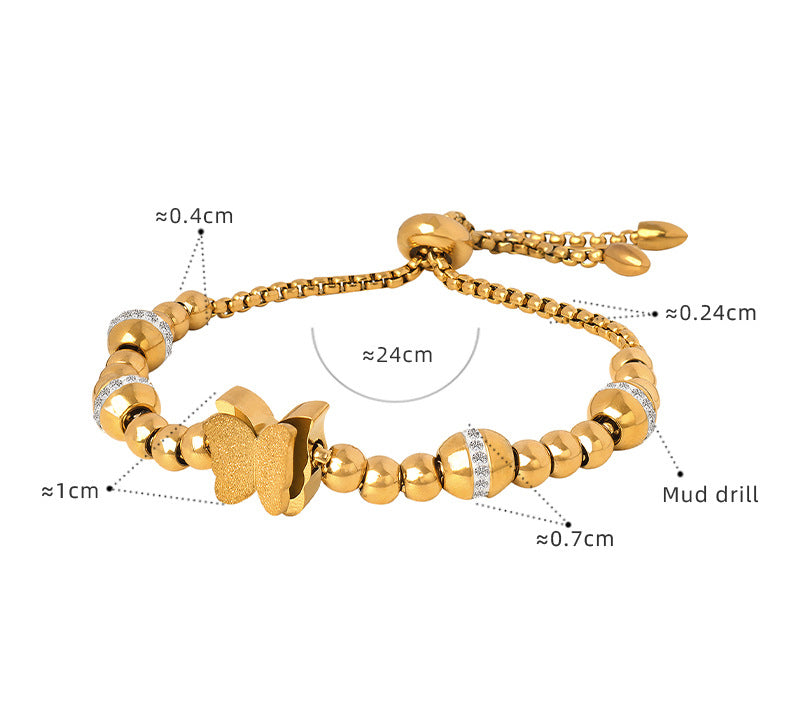 18K Gold Noble and Luxurious Butterfly/Love/Ball Bead Design Bracelet