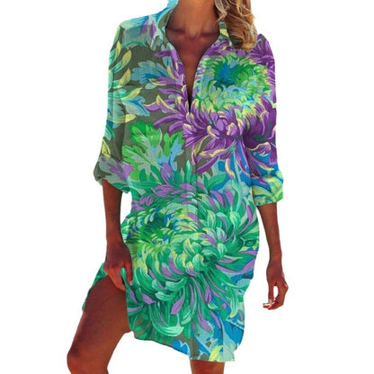 Chemise de bikini haut imprimé fleurs et plantes en 3D